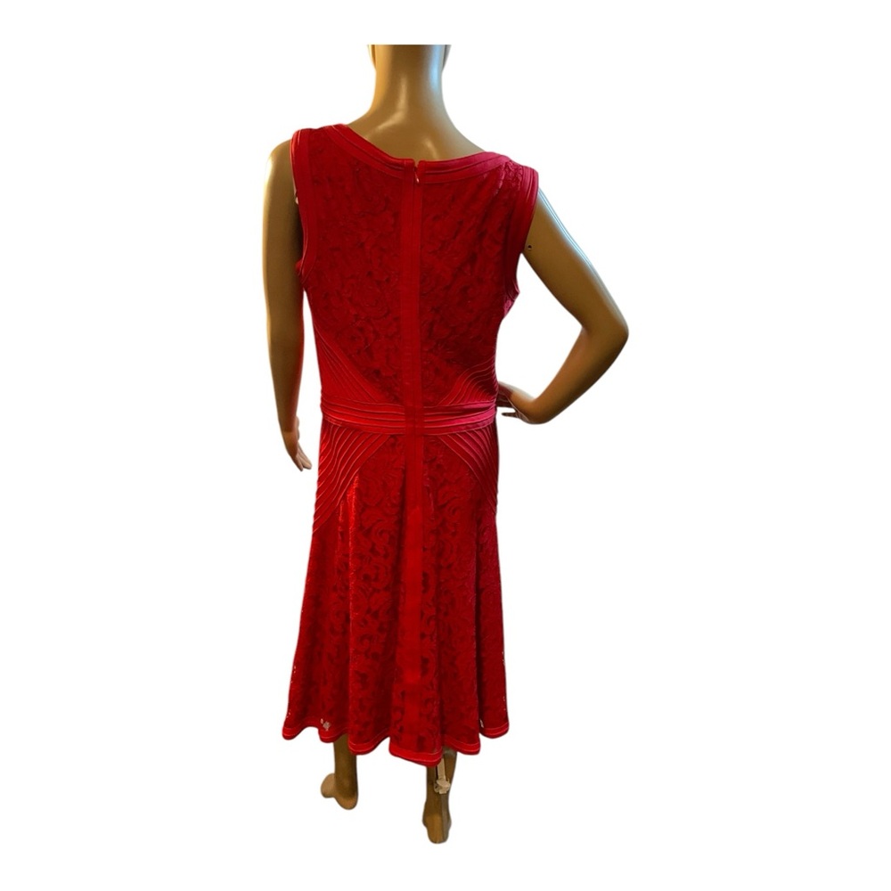 TADASHI SHOJI Women’s Red V-Neck Floral Lace Cocktail Midi Dress Size 14 - Picture 5 of 16